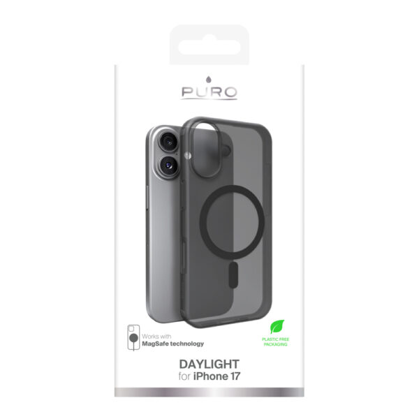 Puro Daylight Magsafe Compatible Silicone Case for iPhone 17 - Translucent Blackeng
