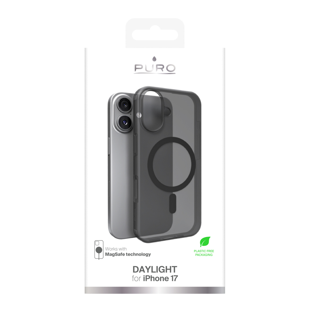 Puro Daylight Magsafe Compatible Silicone Case for iPhone 17 - Translucent Blackeng