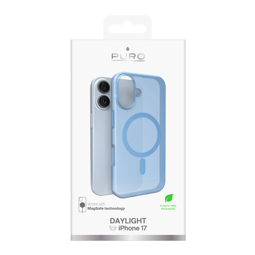 Puro Daylight Magsafe Compatible Silicone Case for iPhone 17 - Translucent Blueeng