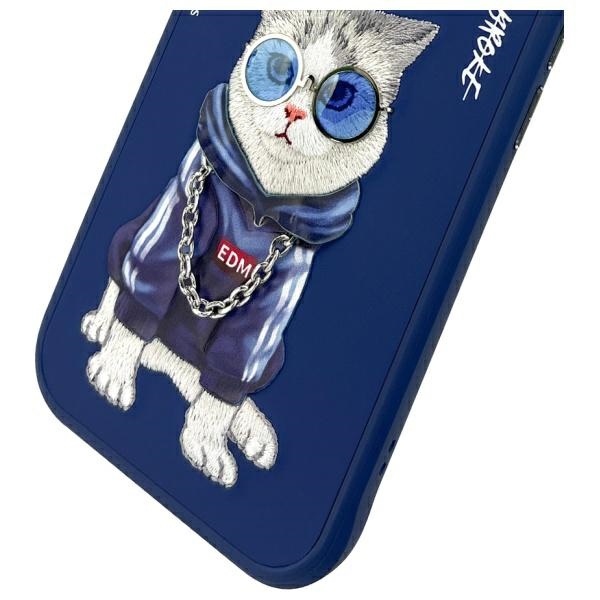 Nimmy Glasses Cool Cat Case for iPhone 15 - Blueeng