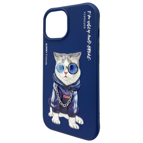 Nimmy Glasses Cool Cat Case for iPhone 15 - Blueeng