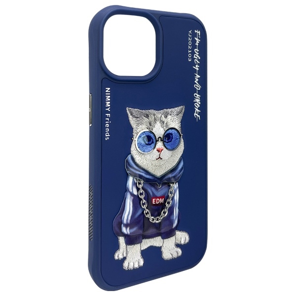 Nimmy Glasses Cool Cat Case for iPhone 15 - Blueeng