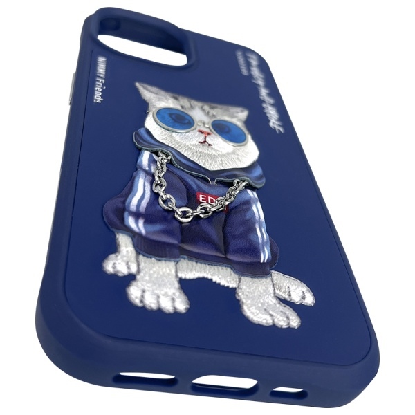 Nimmy Glasses Cool Cat Case for iPhone 15 - Blueeng