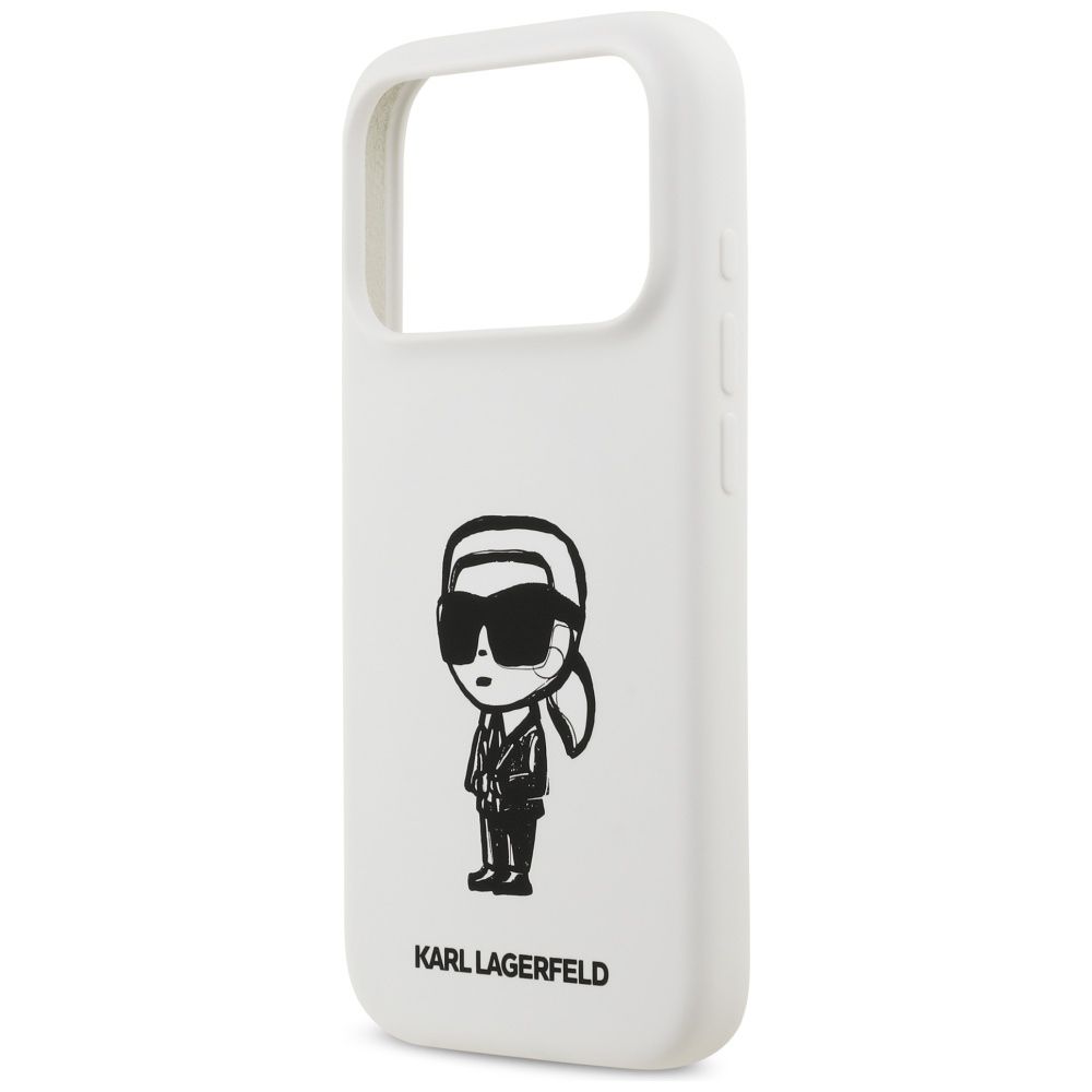 1965d4eb76000def47e7f763d75e7f6f KARL LAGERFELD case for IPHONE 17 Pro compatible with MagSafe KLHMP17LSKIGROH (Silicone W/ KL Sketch & Logo) white