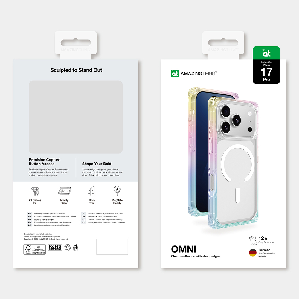 AmazingThing Omni case for iPhone 17 Pro compatible with MagSafe - transparent-rainboweng