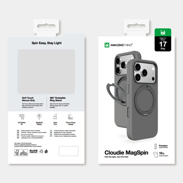 AmazingThing Cloudie iPhone 17 Pro Case with Stand - Grayeng