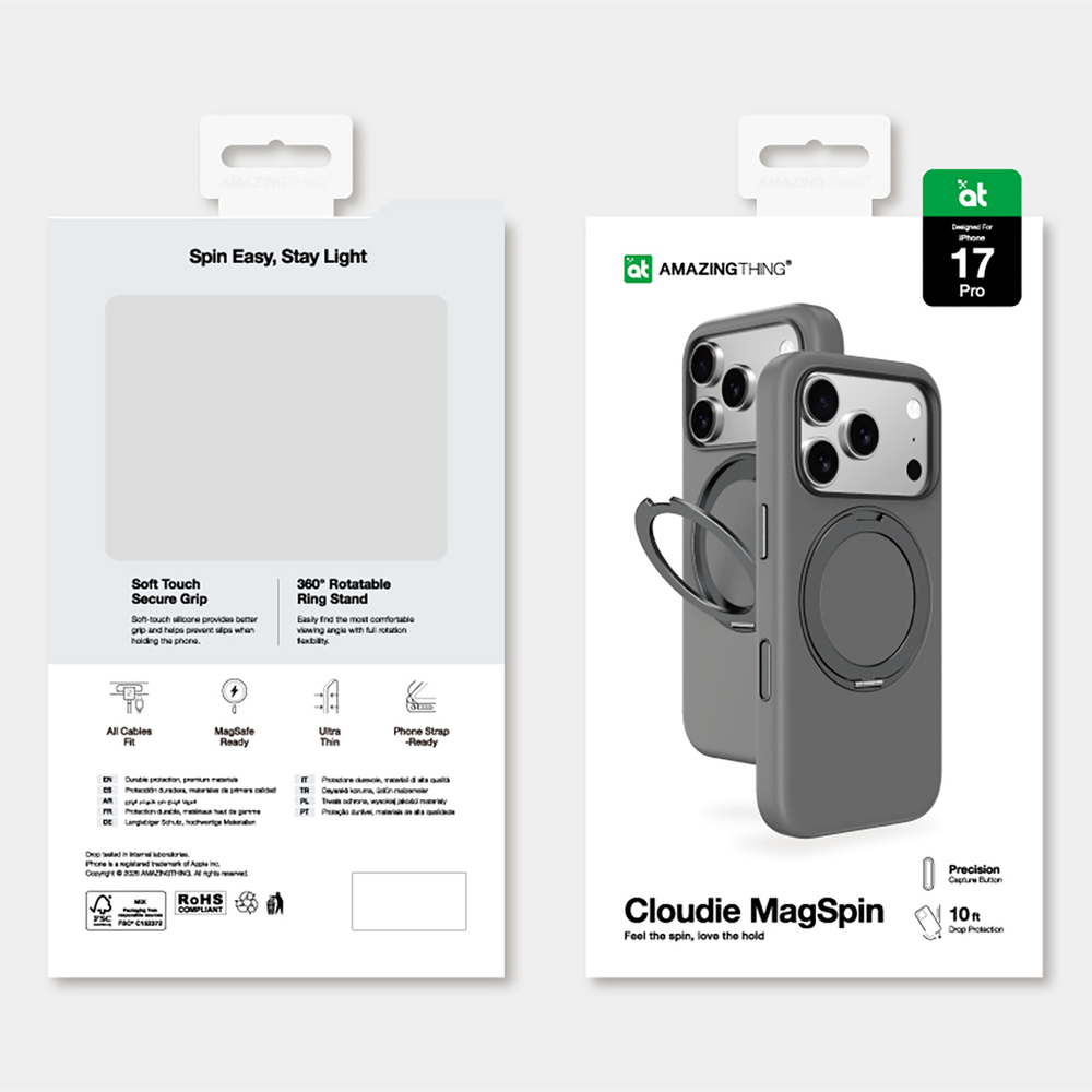 AmazingThing Cloudie iPhone 17 Pro Case with Stand - Grayeng