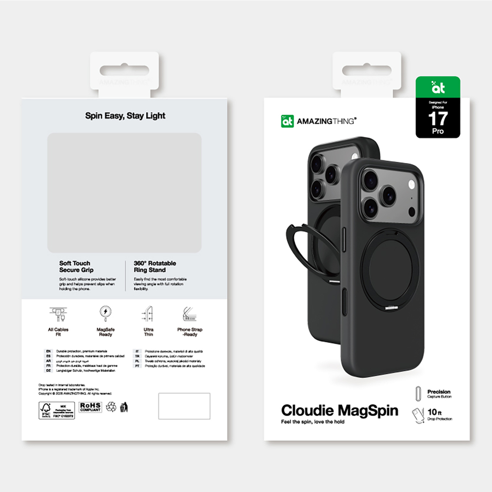 AmazingThing Cloudie iPhone 17 Pro Case with Stand - Blackeng