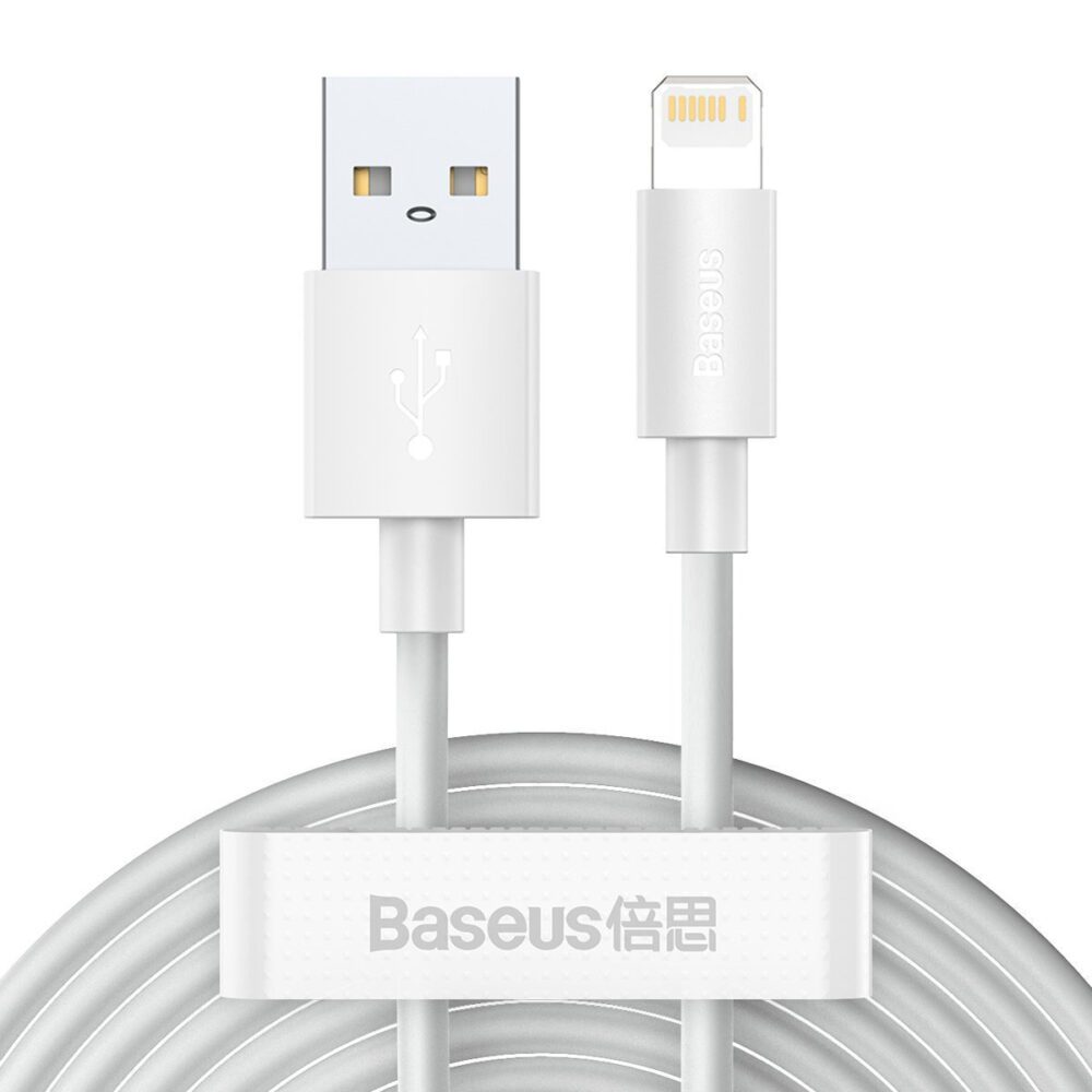19698_1 Kabel USB do Lightning Baseus Simple Wisdom, 2.4A, 1.5m (biały) 2szt.