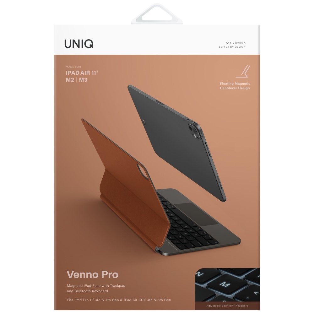 Uniq Venno Pro Magnetic Smart Case with Keyboard for iPad 11" 2025 / iPad Air 11" 2024 / 2025 / iPad Pro 11" 2018 / 2020 / 2021 / 2022 / 2024 - Browneng