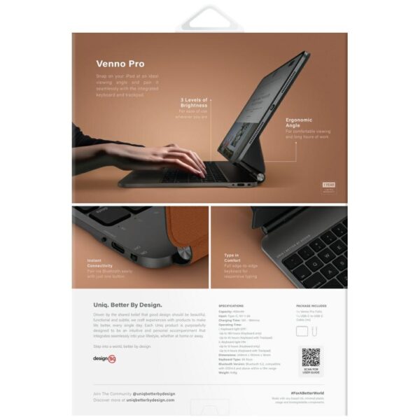 Uniq Venno Pro Magnetic Smart Case with Keyboard for iPad 11" 2025 / iPad Air 11" 2024 / 2025 / iPad Pro 11" 2018 / 2020 / 2021 / 2022 / 2024 - Browneng