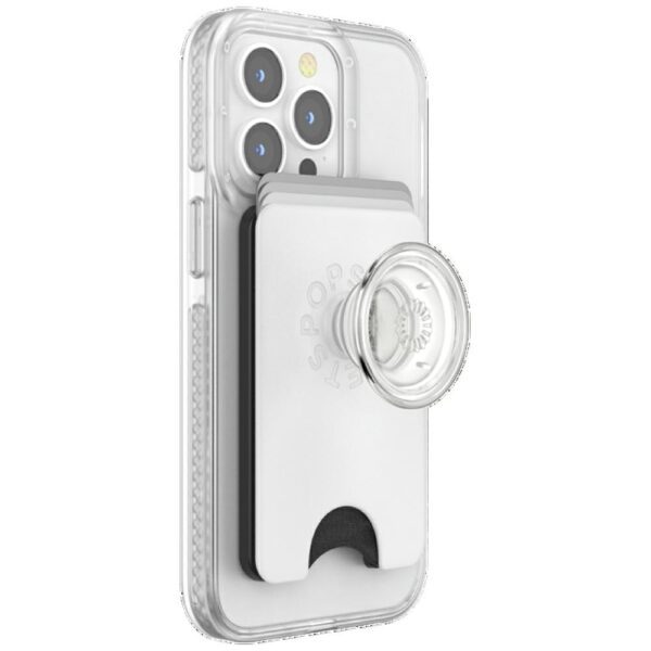 Popsockets PopWallet+ PopGrip PW+ MS G2 MagSafe Wallet Phone Holder and Stand, White and Transparenteng