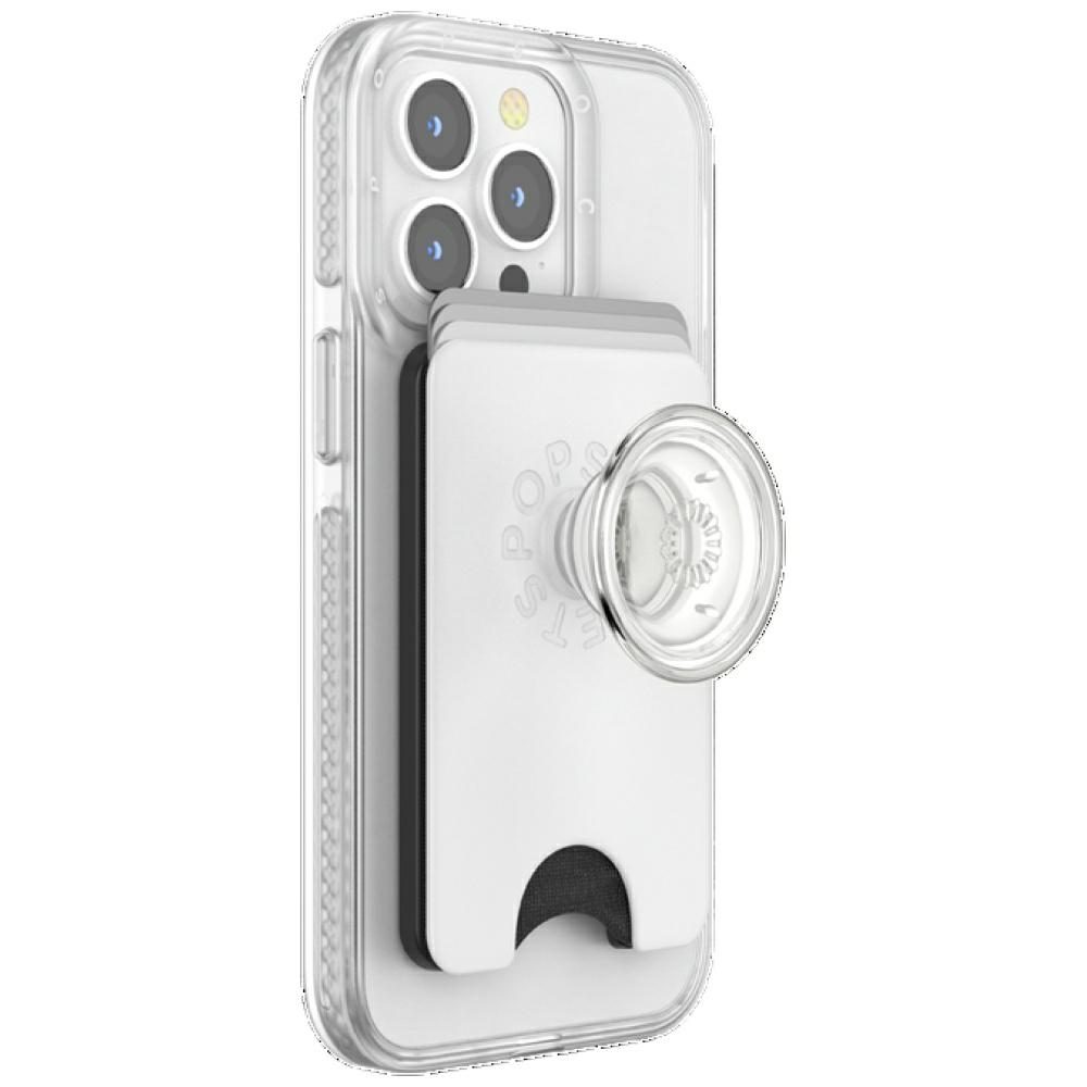 Popsockets PopWallet+ PopGrip PW+ MS G2 MagSafe Wallet Phone Holder and Stand, White and Transparenteng