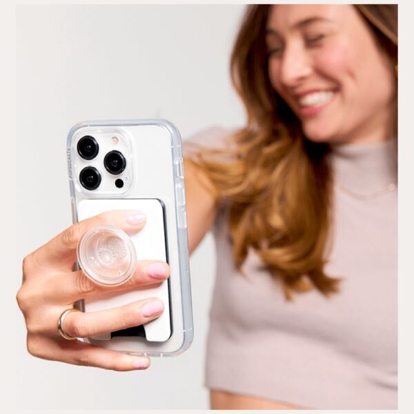 Popsockets PopWallet+ PopGrip PW+ MS G2 MagSafe Wallet Phone Holder and Stand, White and Transparenteng