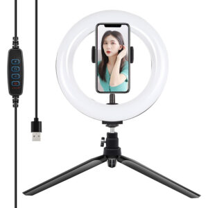 Lampa pierścieniowa / statyw LED Puluz 20cm z uchwytem na telefon PKT3073B