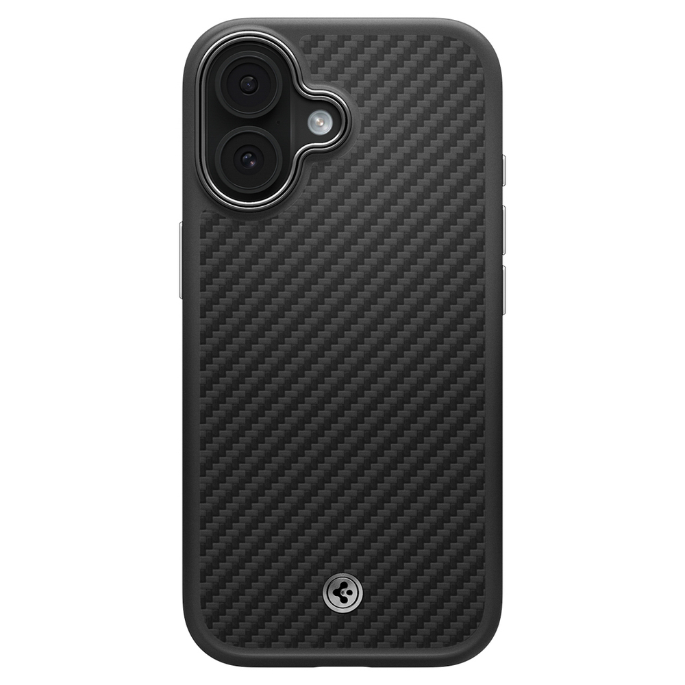 Spigen Enzo Aramid "T" MagSafe case for iPhone 17 - black and silvereng