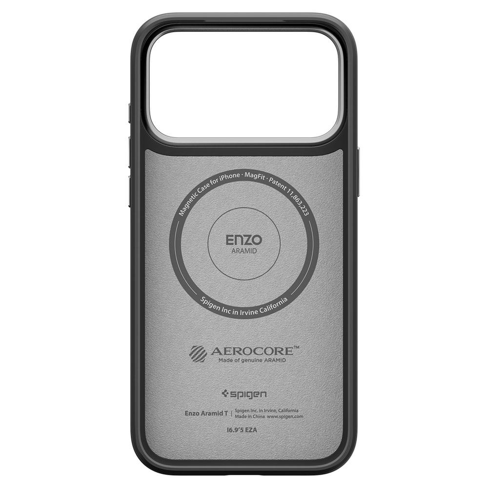 Spigen Enzo Aramid "T" MagSafe Case for iPhone 17 Pro - Black and Silvereng