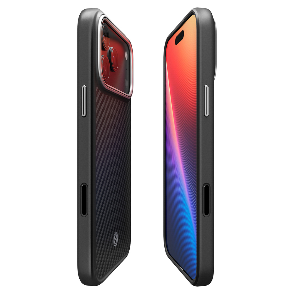 Spigen Enzo Aramid "T" MagSafe Case for iPhone 17 Pro - Black and Silvereng