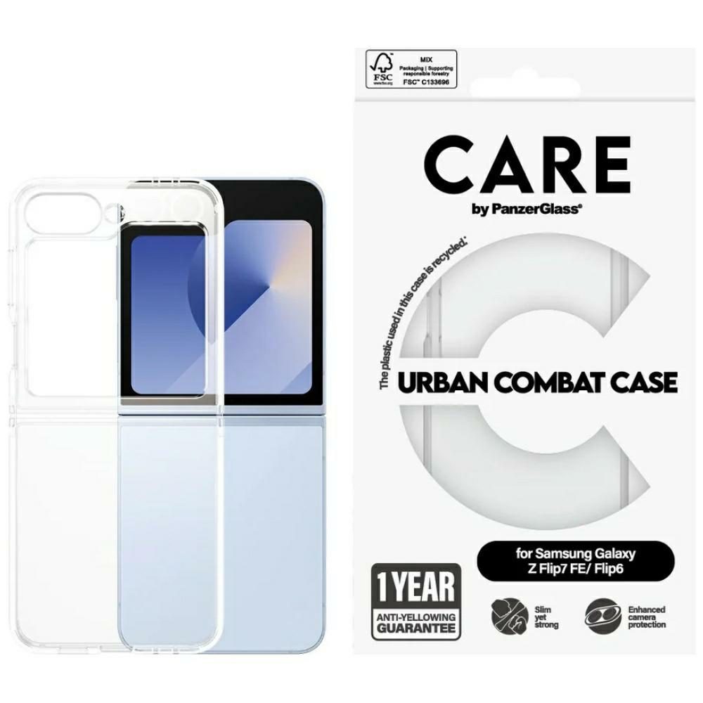 CARE by PanzerGlass Flagship Urban Combat Case for Samsung Galaxy Z Flip 7 FE / Flip 6 - Transparenteng