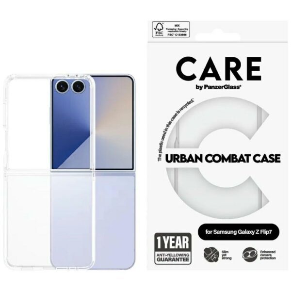 CARE by PanzerGlass Flagship Urban Combat Case for Samsung Galaxy Z Flip 7 - Transparenteng