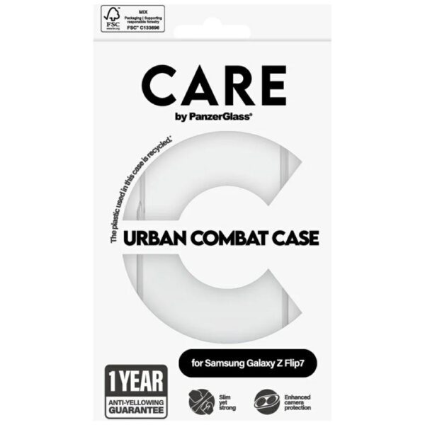 CARE by PanzerGlass Flagship Urban Combat Case for Samsung Galaxy Z Flip 7 - Transparenteng