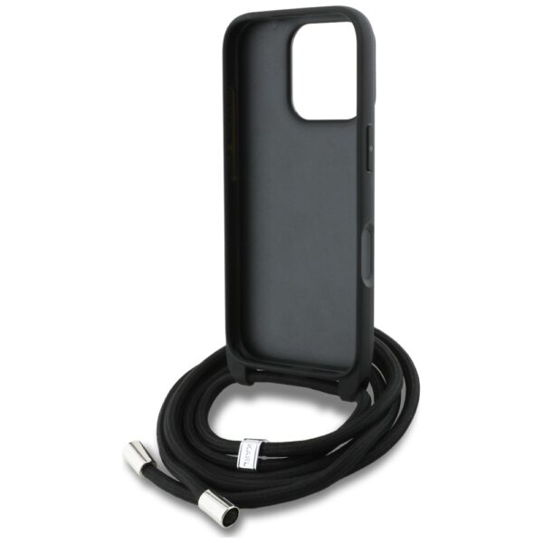Karl Lagerfeld Crossbody Grained Pattern & Logo Case for iPhone 16 Pro - Blackeng