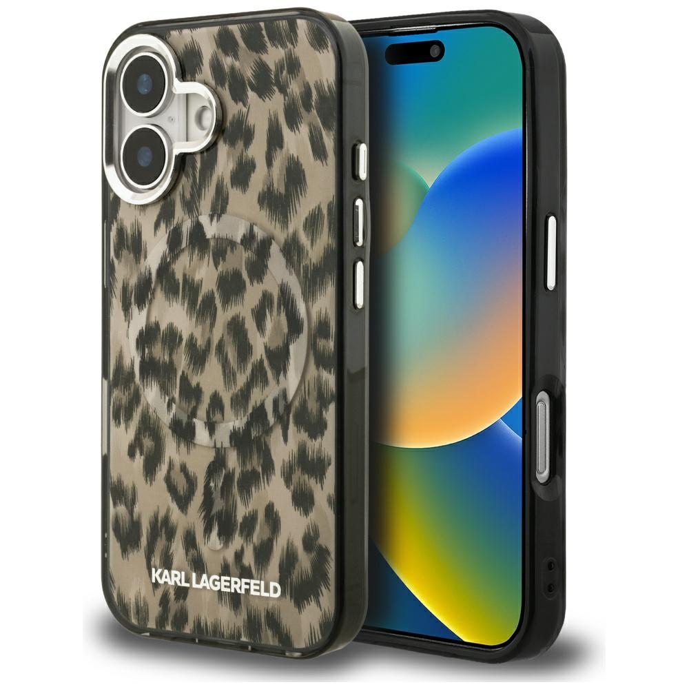 Karl Lagerfeld IML Leopard Pattern MagSafe Case for iPhone 16 - Browneng