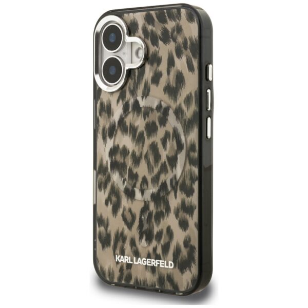 Karl Lagerfeld IML Leopard Pattern MagSafe Case for iPhone 16 - Browneng