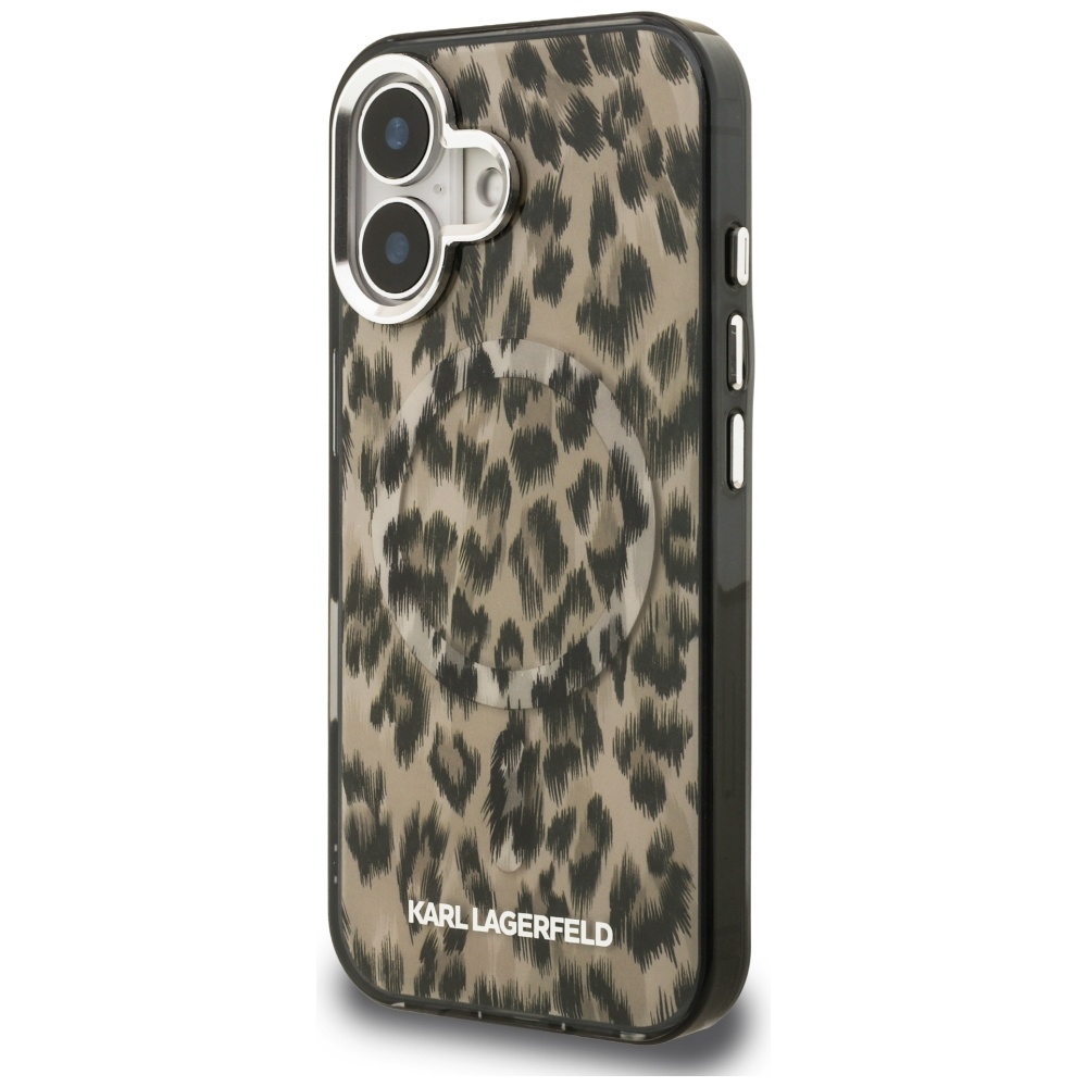 Karl Lagerfeld IML Leopard Pattern MagSafe Case for iPhone 16 - Browneng
