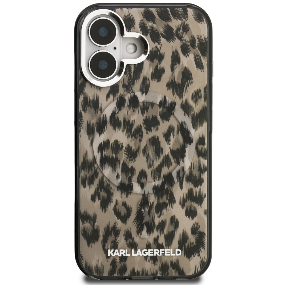Karl Lagerfeld IML Leopard Pattern MagSafe Case for iPhone 16 - Browneng