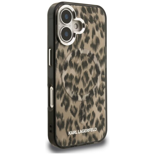 Karl Lagerfeld IML Leopard Pattern MagSafe Case for iPhone 16 - Browneng