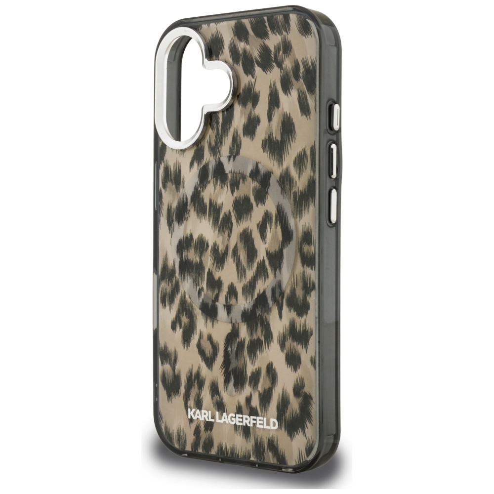 Karl Lagerfeld IML Leopard Pattern MagSafe Case for iPhone 16 - Browneng