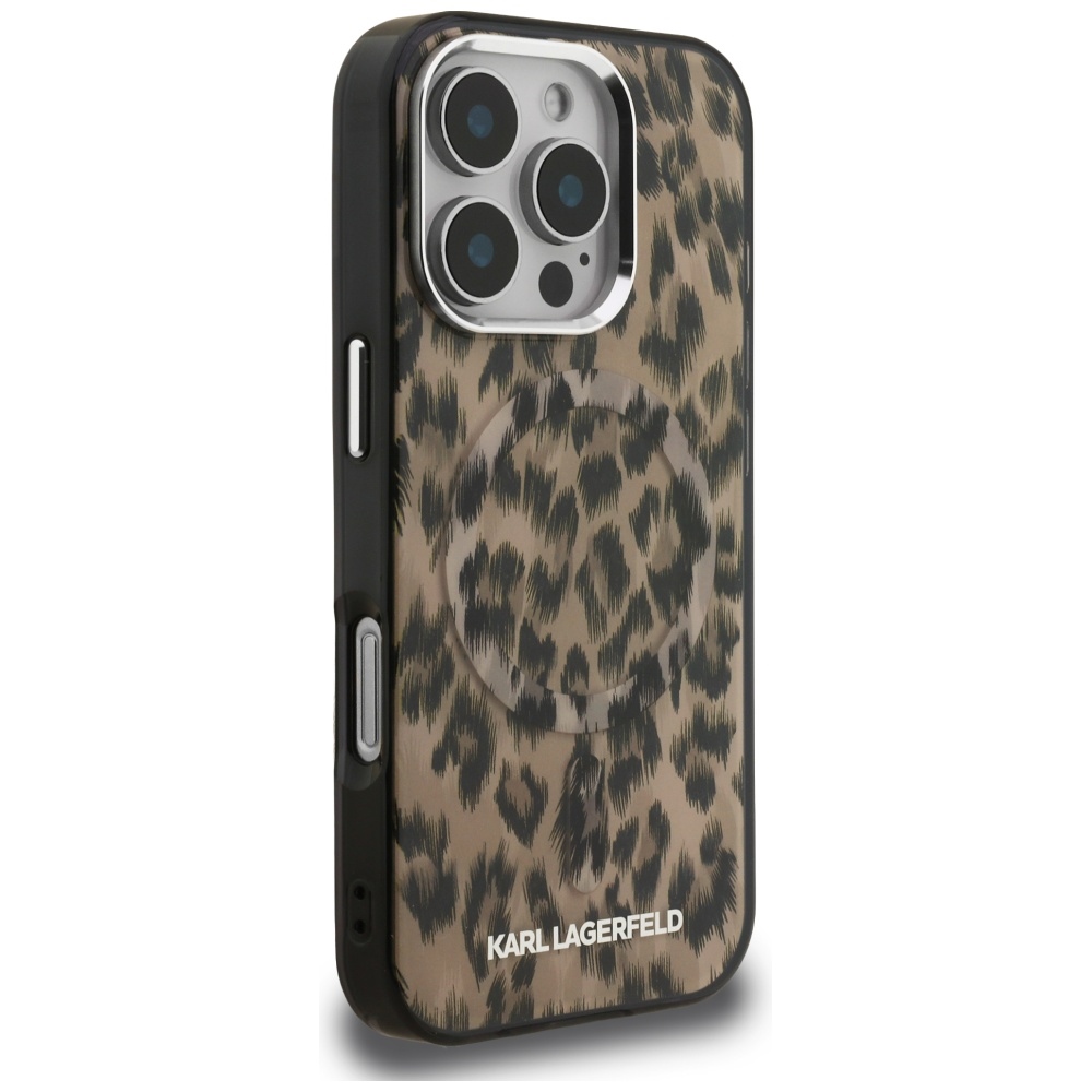 Karl Lagerfeld IML Leopard Pattern MagSafe Case for iPhone 16 Pro - Browneng