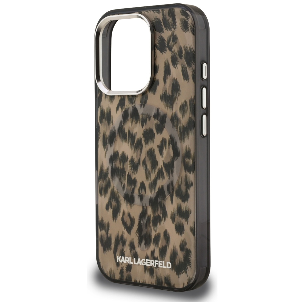 Karl Lagerfeld IML Leopard Pattern MagSafe Case for iPhone 16 Pro - Browneng