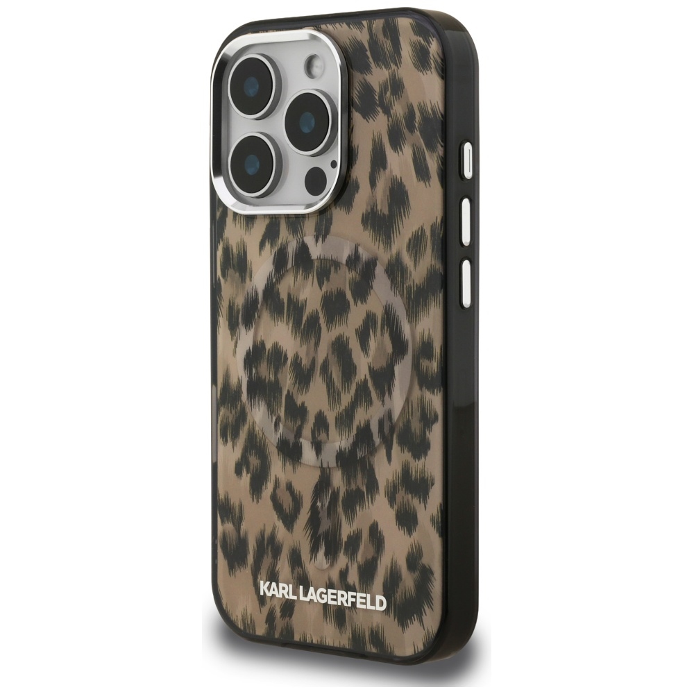 Karl Lagerfeld IML Leopard Pattern MagSafe Case for iPhone 16 Pro Max - Browneng