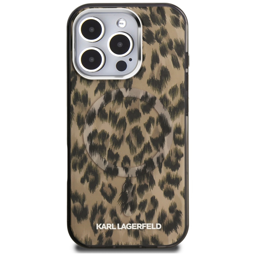 Karl Lagerfeld IML Leopard Pattern MagSafe Case for iPhone 16 Pro Max - Browneng