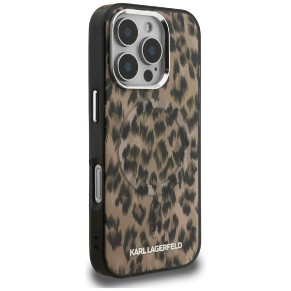 Karl Lagerfeld IML Leopard Pattern MagSafe Case for iPhone 16 Pro Max - Browneng