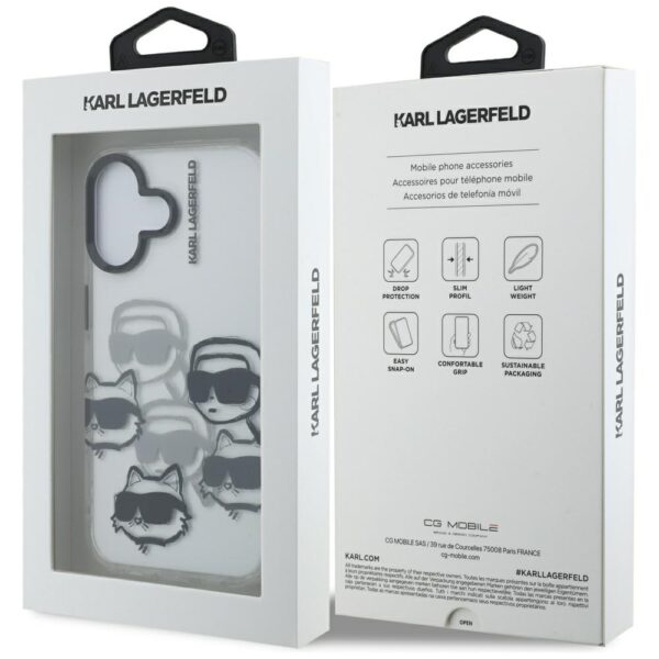 Karl Lagerfeld IML Multi K&C Head Pattern Case for iPhone 16 - Transparenteng