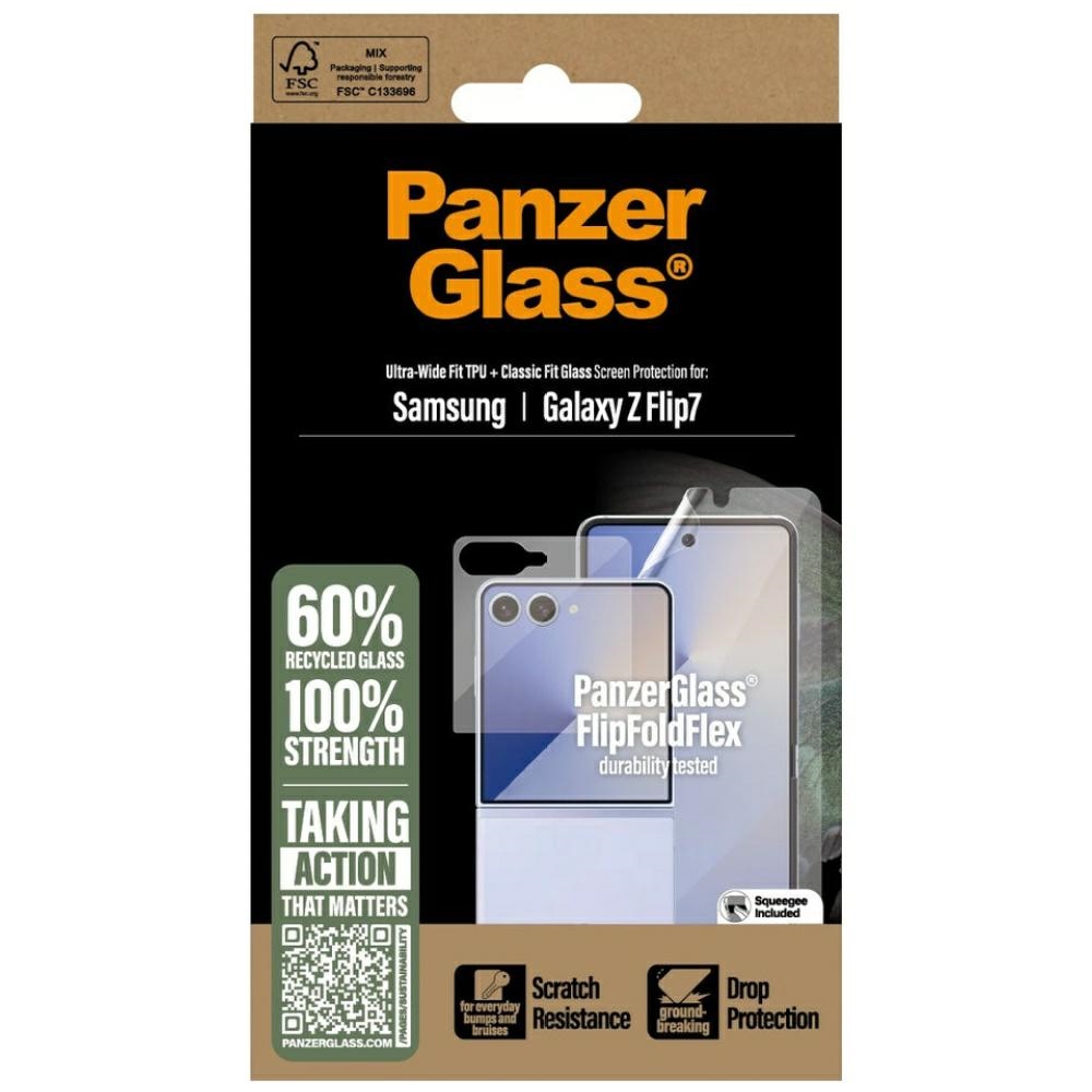 PanzerGlass FlipFoldFlex 2-in-1 Protective Set Classic Fit Glass + Ultra-Wide Fit TPU Film for Samsung Galaxy Flip7eng