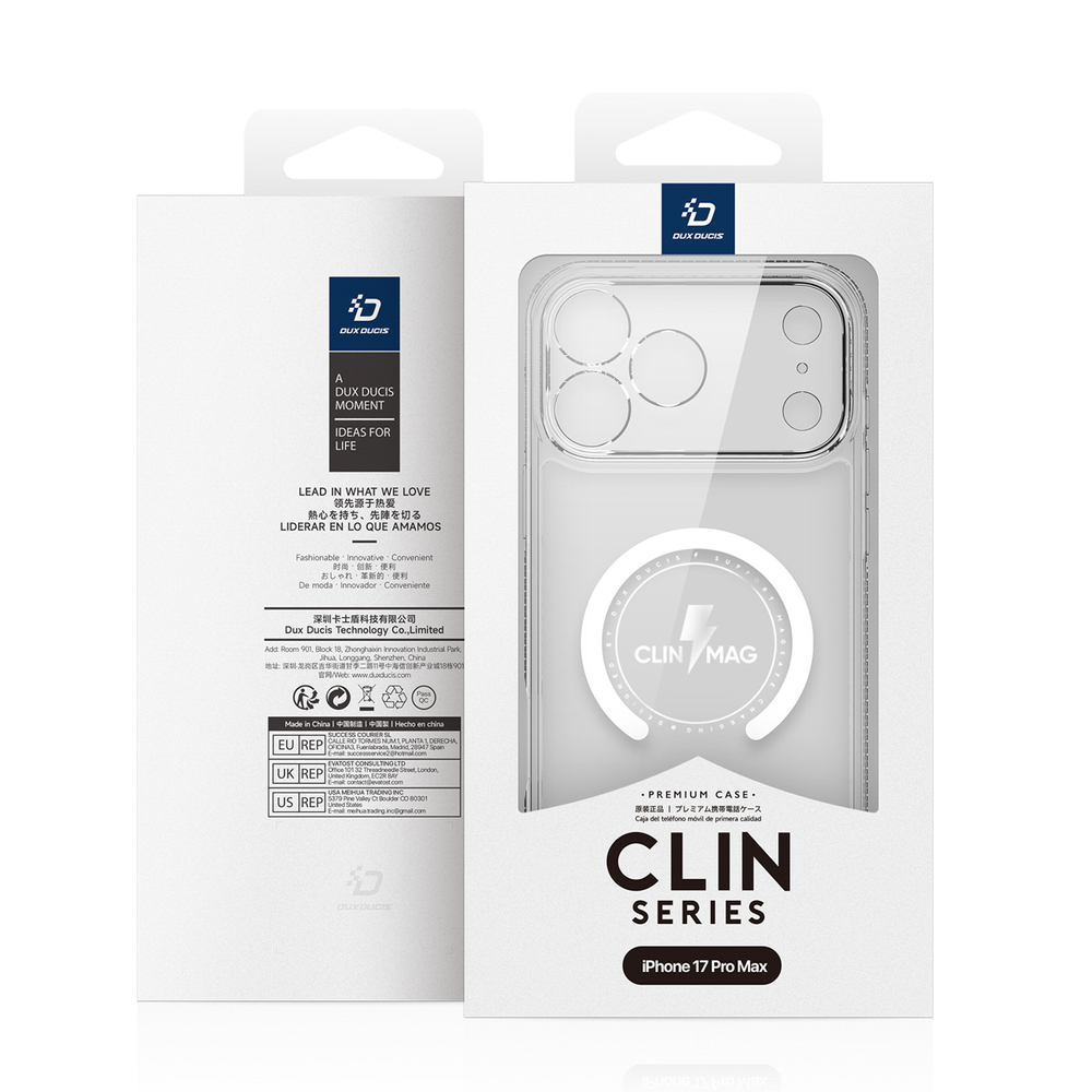 Dux Ducis Clin Mag Case for iPhone 17 Pro Max Compatible with MagSafe - Transparenteng