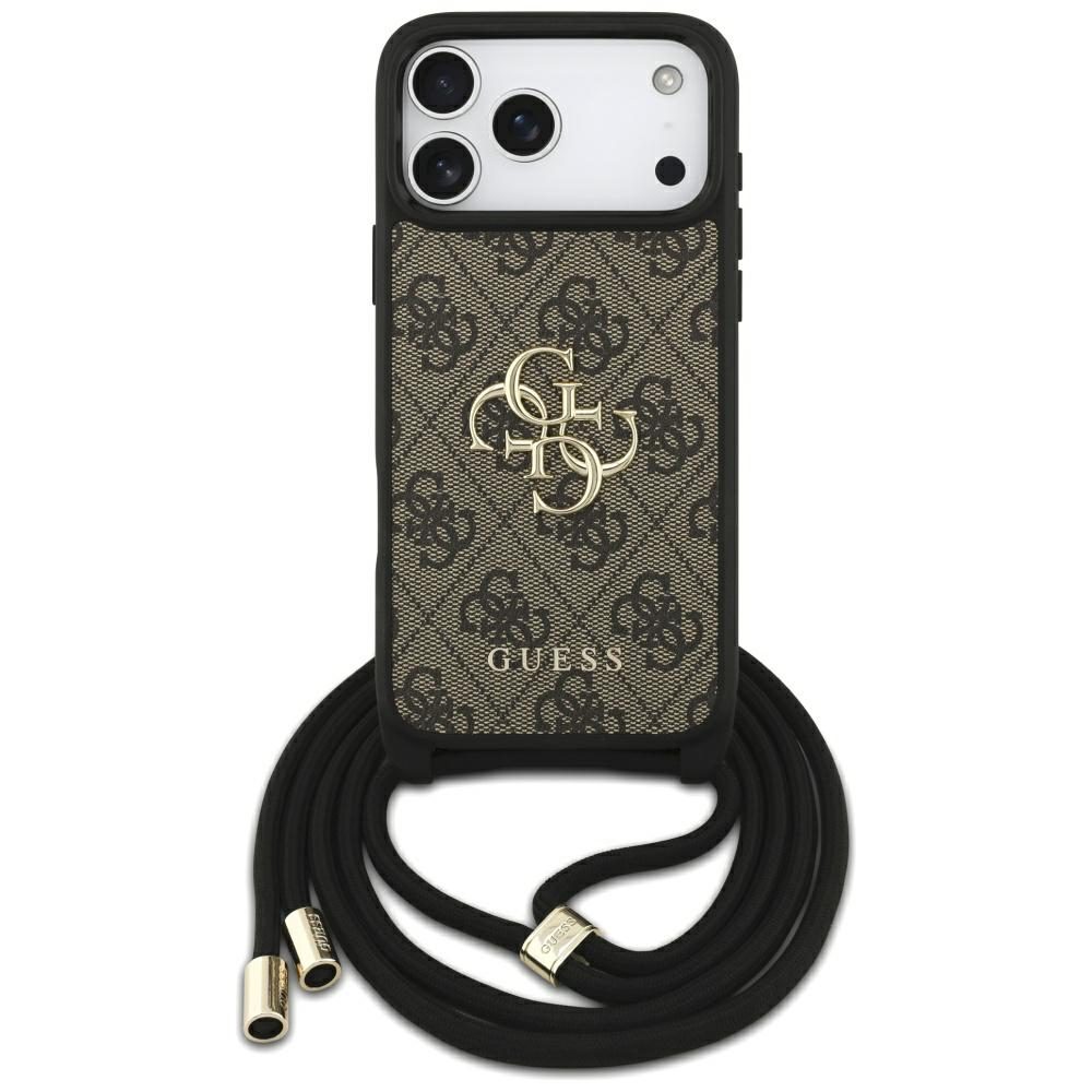 Guess 4G Big Logo Cord Stap Crossbody Case for iPhone 17 Pro Max - Browneng