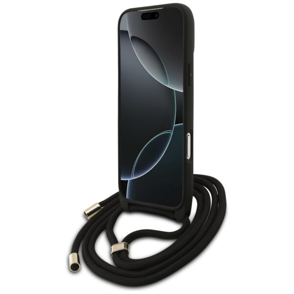 Guess 4G Big Logo Cord Stap Crossbody Case for iPhone 17 Pro Max - Blackeng