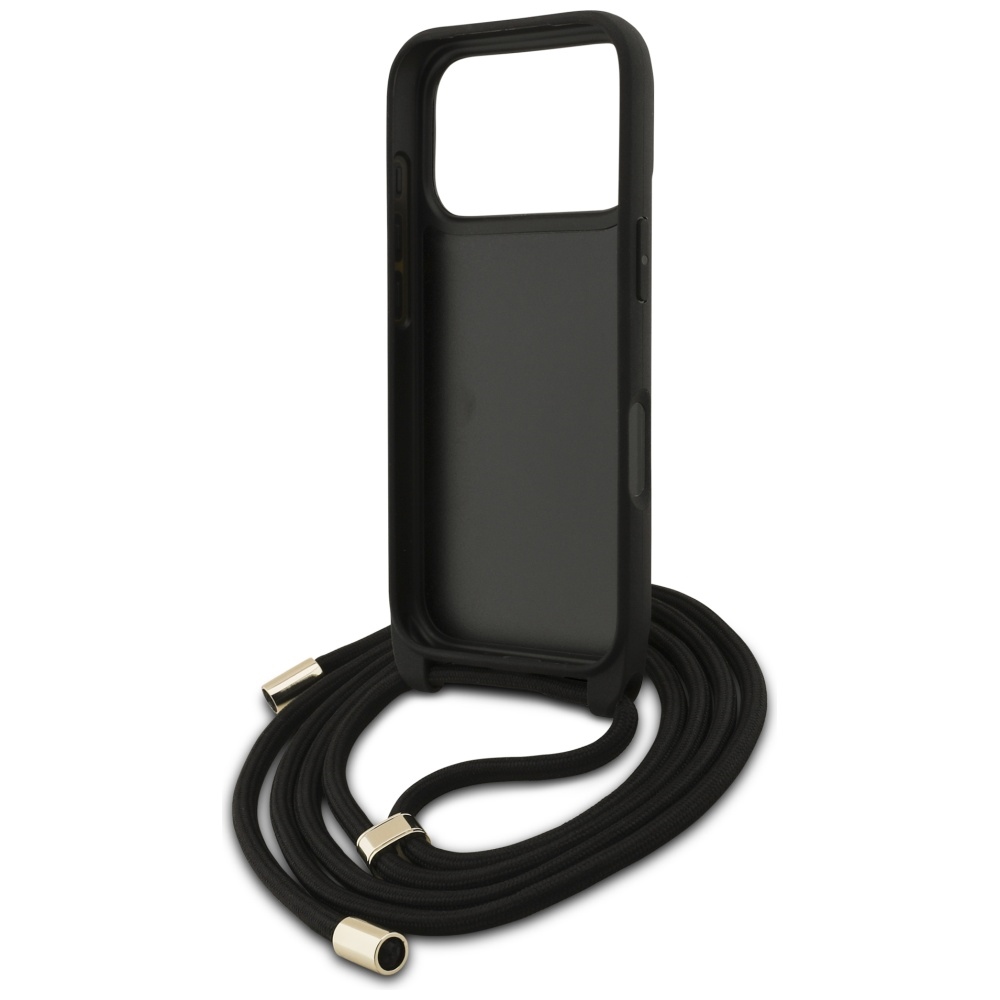 Guess 4G Big Logo Cord Stap Crossbody Case for iPhone 17 Pro Max - Blackeng