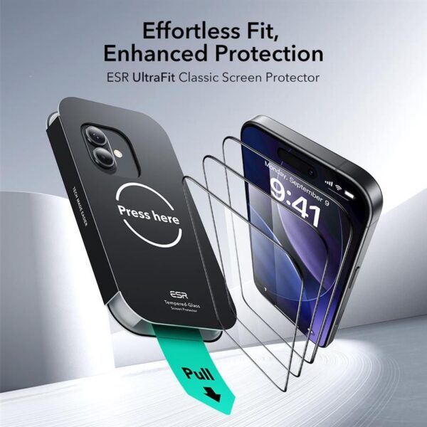 ESR UltraFit Tempered Glass 2-pack for iPhone 16 Pro / 17 - transparenteng