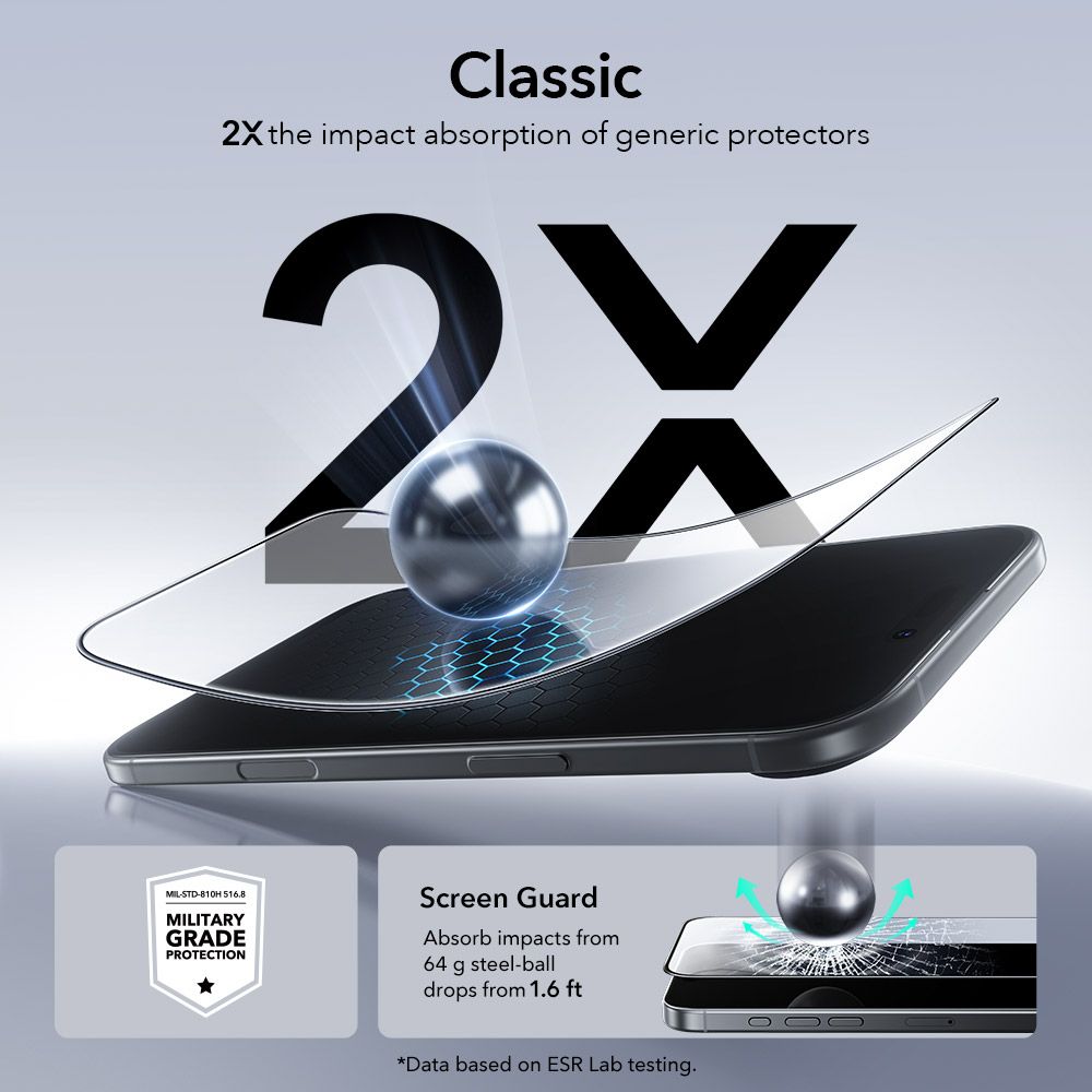 ESR UltraFit Tempered Glass 2-pack for iPhone 17 Air - transparenteng