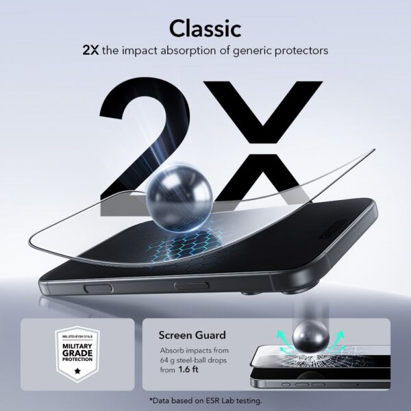 ESR UltraFit Tempered Glass 2-pack for iPhone 17 Pro - transparenteng