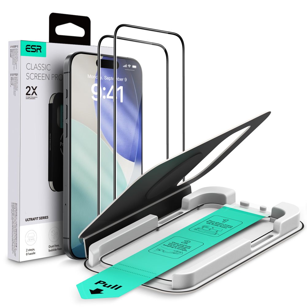 ESR UltraFit Tempered Glass 2-pack for iPhone 17 Pro Max - transparenteng
