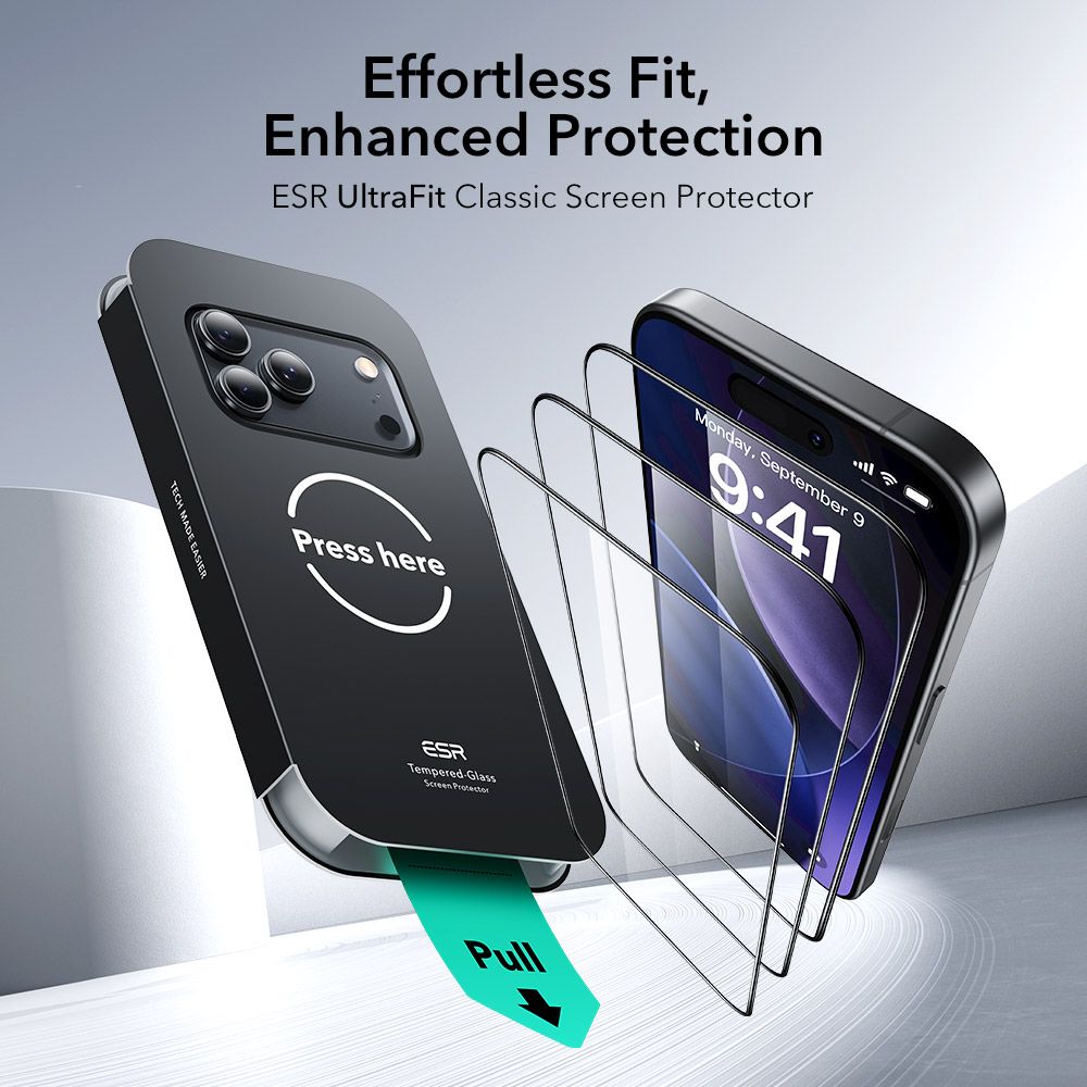 ESR UltraFit Tempered Glass 2-pack for iPhone 17 Pro Max - transparenteng