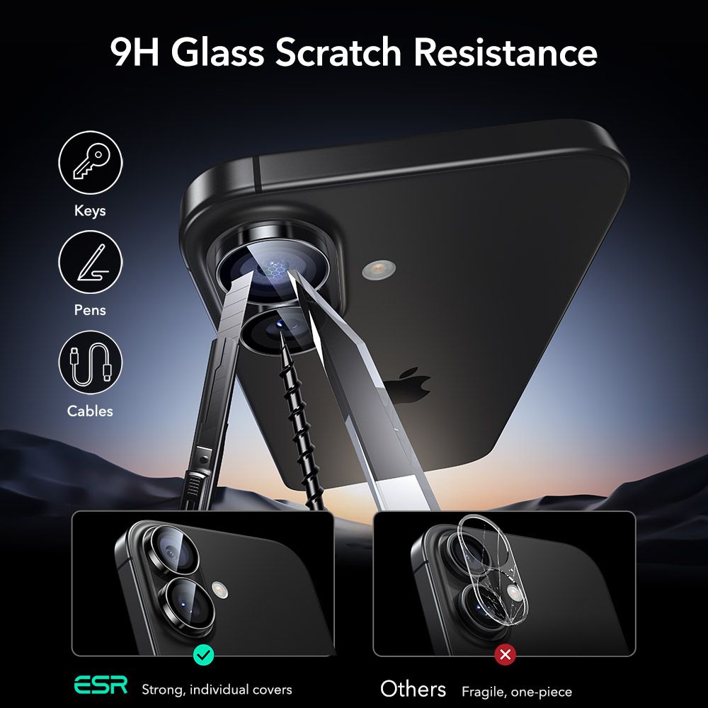 ESR Armorite Camera Cover for iPhone 16 / 16 Plus / 17 - Blackeng