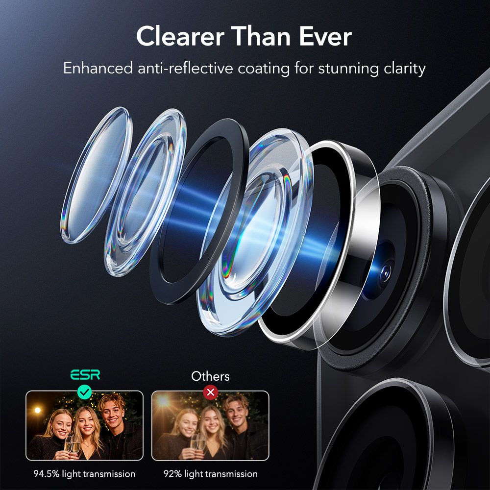 ESR Armorite Camera Protector for iPhone 14 Pro / Pro Max / 15 Pro / Pro Max / 16 Pro / Pro Max / 17 Pro / Pro Max - Cleareng